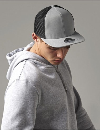 BEE-B664-Original Flat Peak 6 Panel Trucker Cap